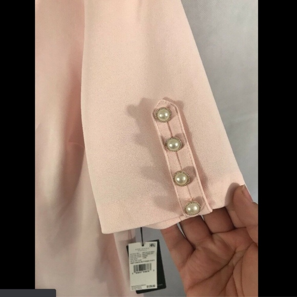 NEW Adrianna Papell Button Sleeve Shift Dress in Blush Pink [SZ 14 ]‎ - Picture 4 of 8